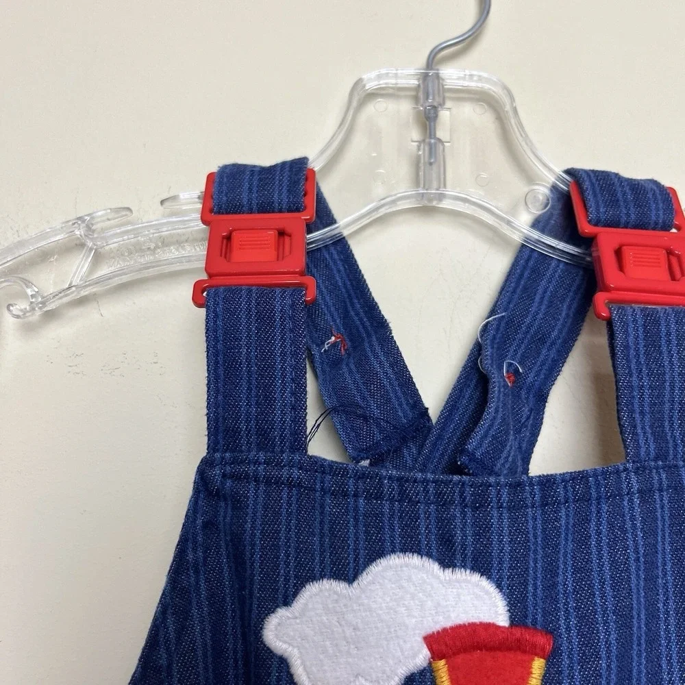 Vintage 1970's Healthtex Overalls Train Bib Trim‎ On Pockets Plastic Snap Buckle